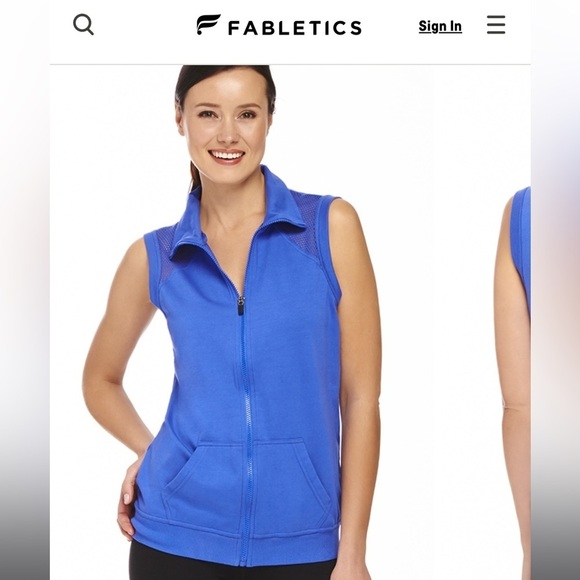 SOLD FABLETICS COBALT BLUE TEMECULA TERRY MESH HIGH NECK SPORTS VEST MEDIUM - Picture 2 of 5